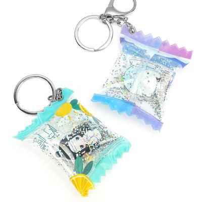 China Gift Fangqingmao Custom Candy Shape Candy Shape Candy Shaker Charm Keychain Transparent Packaging Key Chain for sale