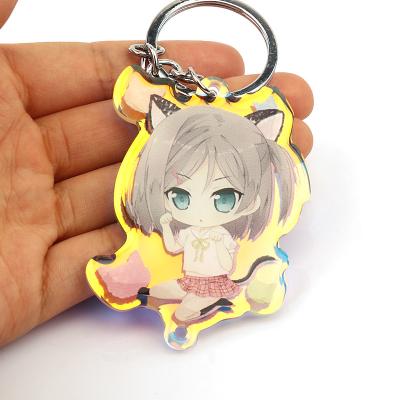 China Promotion Gift/Sale/Show Cartoon Acrylic Rainbow Anime Customized Key Chain With Your Design Personalized Print Transparent Clear Epoxy Charms for sale