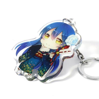 China Wholesale Anime Transparent Plastic Acrylic Custom Key Chain Art or Key Chain Glitter Epoxy Acrylic Charm for sale