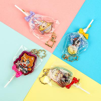 China Wholesale Creative Cute Holographic Epoxy Acrylic Keyring Customized Clear Keychains Promotional Gift/Decoration Gift/Lollipop Charms Glitter Souvenirs For Girl for sale