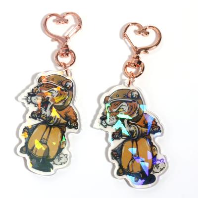 China Custom Gift Anime Charms Hologram Key Chains Transparent Acrylic Keychains for sale