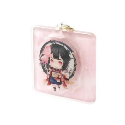 China Custom anime 3D clear acrylic print plastic epoxy charm keychain.custom gift for sale