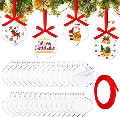 China Customized 2 Styles 24pcs Wholesale White Acrylic Christmas Pendant For Tree Decoration for sale