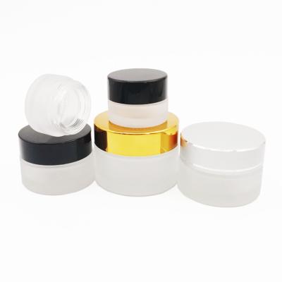 China Cosmetic Customized Cosmetic Glass Jar 5m, 7ml, 10ml, 20ml, 30ml, 50ml, 100ml Round Amber Clear Cosmetic Cream Glass Empty Frosted Cream Jar for sale