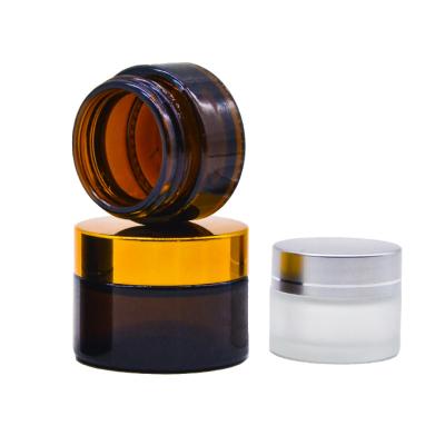 China 5g 10g 20g 30g 50g 100g Amber Glass Cosmetic Container Face Cream Glass Jar in stock for sale