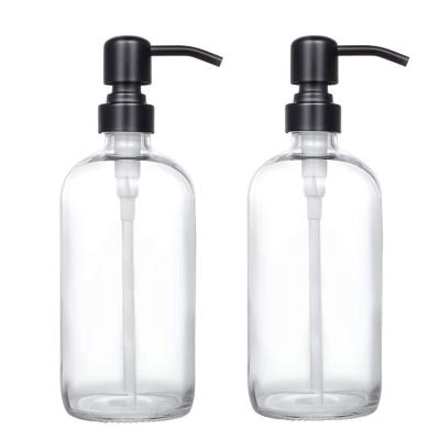 China Cosmetic Clear Shampoo Gel Boston Bottle Soap Dispenser Skin Lotion Press Pump Bottle 500ml for sale