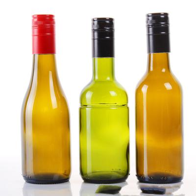 China Clear Glass Beverage Green Wine Bottle 187ml Small Red Glass Wine Bottle With Aluminum Cap for sale