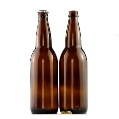 China 650ml Hardness Brown Color Glass Empty Beer Bottle With Crown Cap for sale