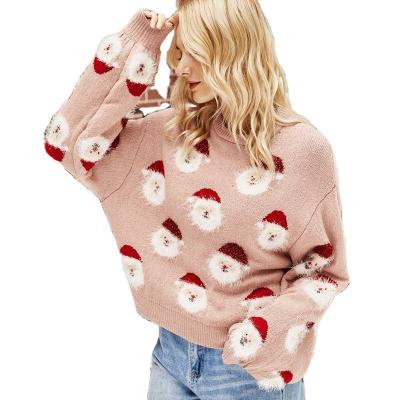 China Pink Pretty New 2021 Anti-wrinkle Longsleeve Fashion Women Soft Jumper Christmas Sweater For Women for sale