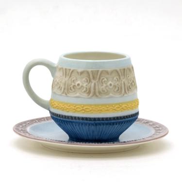 China Sustainable Ceramic 8oz Coffee Cup and Saucer Set Teacup Saucers for Afternoon Tea for sale