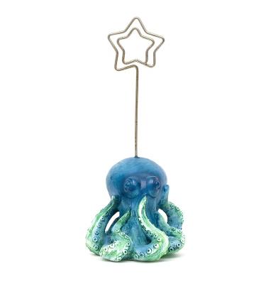 China Eco-friendly Wholesale Personalized Animal Shaped Decoration Gift 3d Polyresin Card Holder Octopus Ring Holder for sale