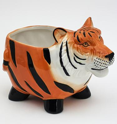 China Custom Animal Ceramic Flower Pots Animal Ceramic Flower Pots Eco-friendly Hand Painted Zebra Tiger Pot for sale