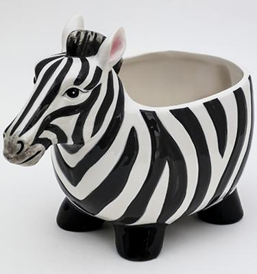 China Custom Animal Ceramic Flower Pots Animal Ceramic Flower Pots Eco-friendly Hand Painted Zebra Tiger Pot for sale