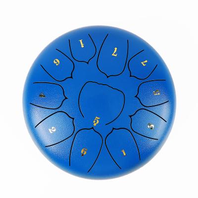 China Carbon Steel Factory Supply The Nice Design 10 Inch (25cm) 11 Tongue Blue Head Embalmed Drum Steel D Tongue Drum for sale