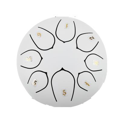 China New Design 2023 Carbon Steel 6 Inch (15cm) Chinese Traditional White Drum C 8 Tongue Embalmed Head Steel Drum Five-tone Tongue Modes for sale