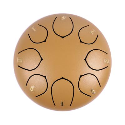 China Factory Supply Carbon Steel The Embalmed Ckey Drum Design 6inch(15cm) Gold Sand Drum Small Skein Size For Kids Tongue Steel Drum for sale