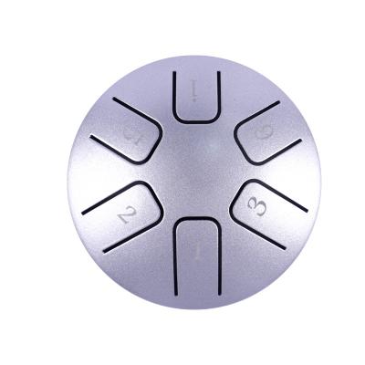 China New Design 3.8 Carbon Steel 2023 Inch 6 Tongue Silver Skein Drum Mini Embalmed Steel Tongue Drum for sale