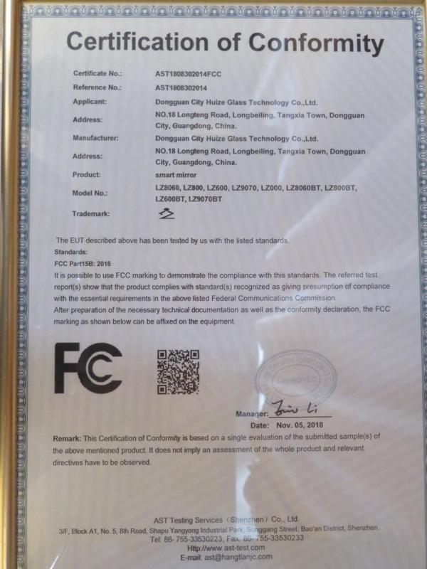 FCC - Dongguan City Huize Glass Technology Co., Ltd.