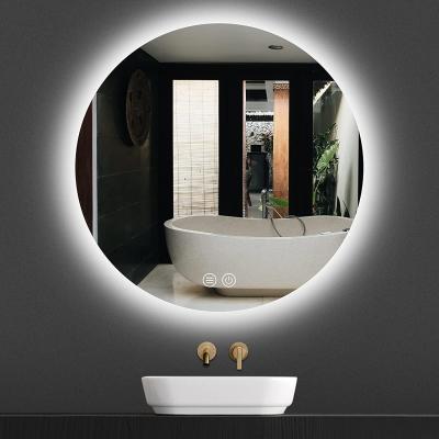 China 800*800mm magnifying luxury style defogging led vanity mirror wall bathroom vanity mirror for sale