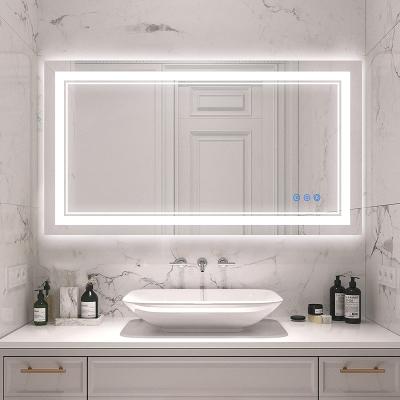 China Modern Hotel Decorated Design Magnifying Wall Mounted Vanity Rimless Cabinet Led Light Bathroom Mirror for sale