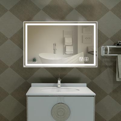 China Luxury Wall Mounted Magnifying Hotel Mirror LED Vanity Bathroom Smart Mirror for sale