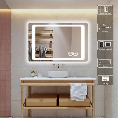 China Hotel Modern Design Custom Magnifying Height Rectangle With Touch Switch Smart LED Bathroom Mirror for sale