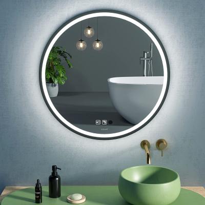 China Magnifying Luxury Hotel Led Wall Mounted Round Magnifying Illuminated Light Bathroom Mirror for sale