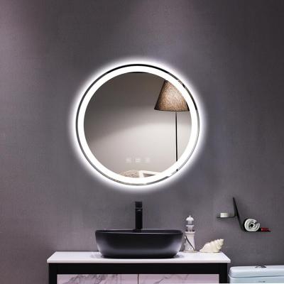 China Magnifying Frameless Led Round Mirror Beveled Oval Wall Bath Mirror With Led Light for sale