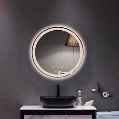 China Magnifying Led Smart Touch Round Bathroom Mirror Circle Bathroom Vanity Bath Mirror for sale