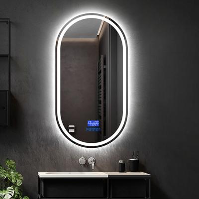 China Expanding Wall Mounted Oval Round Beveled Round Hotel Lobby Round Mirror+ Silver Mirror+ Foam+ Light Strip 5mm Bubble Bag LED Cardboard Box for sale