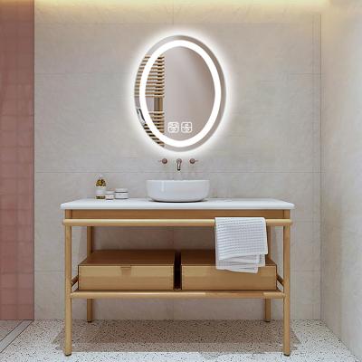 China Modern Home Enlarging Frameless Round Backlit LED Lighted Decorative Bathroom Mirror Bath Wall Mirror for sale