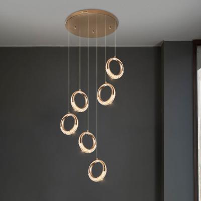 China Luxury Nordic Modern Gold Crystal Pendant Lights Rings Chandelier for sale