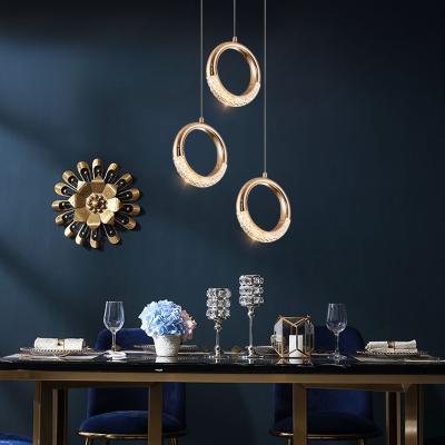 China Luxury Nordic Modern Gold Crystal Pendant Lights Rings Chandelier for sale