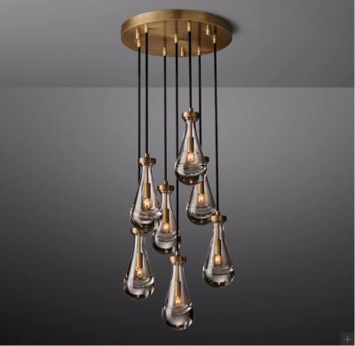 China Modern Luxury Pure Copper Modern Pendant Ceiling Drop Lights Crystal Chandeliers for sale