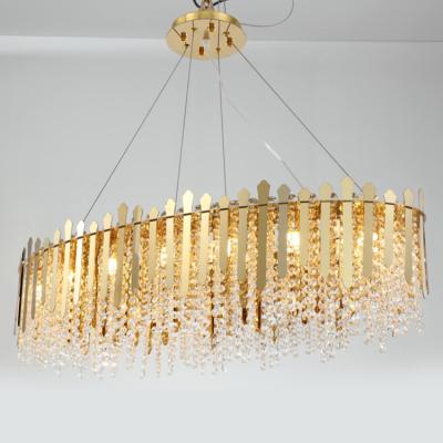 China Modern Luxury Led Modern European Round Villa Crystal Gold Living Room Dining Table Lamp Hotel Chandelier for sale