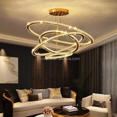 China Modern Toroidal Sitting Luxury Roomled Decor Modern Pendant Lamp Ceiling Fixtures Hanging Crystal Chandeliers Pendant Lights for sale