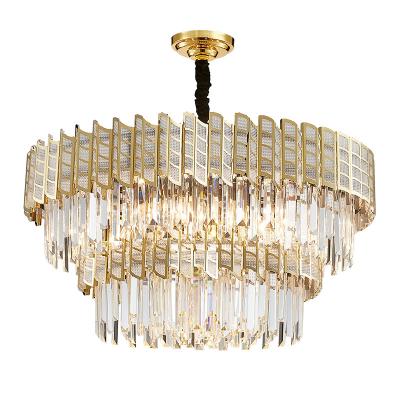 China Simple Modern Light Luxury Compound Atmosphere Personality Simple Modern Dining Room Villa Chandelier Multilayer Crystal Lamp for sale