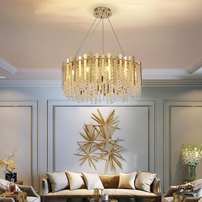 China Modern Luxury Led Modern European Round Villa Crystal Gold Living Room Dining Table Lamp Hotel Chandelier for sale