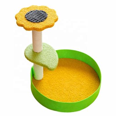 China Cat Furniture Tree Scratching Post Sunflower Modern High Quality Viable Sisal Small Rope Plush Cat Tree for sale