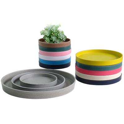 China New Design 8.6 Inch Simple Gray Flower Pot With Saucer Plant Pot Biodegradable Drip Tray Flower Pot for sale