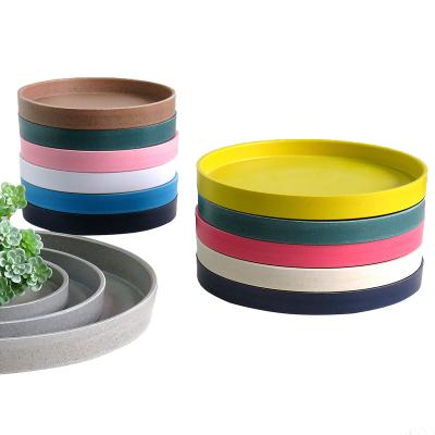 China Simple Modern Thicker Sturdy Potted Household Fiber Plant Saucers Around Flower Pot Tray for sale