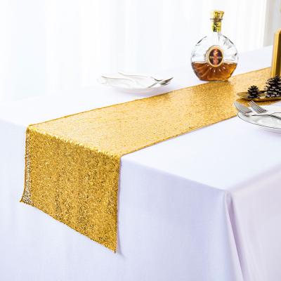 China 2020 Wedding Runners, Wholesale Glitter Rose Gold Table Runner Sequin Solid Color Gold Table Runner for sale