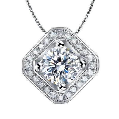 China CLASSIC Fashionable Silver Jewelry 18k Gold Plating Zirconia 925 Square Shaped Zircon Pendant Necklace for sale