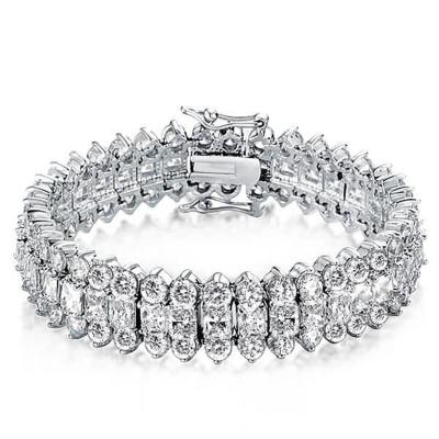 China Wholesale CLASSIC 925 Sterling Silver Womens Luxury Clear Zircon CZ White Stone Diamond Tennis Bracelet Jewelry for sale