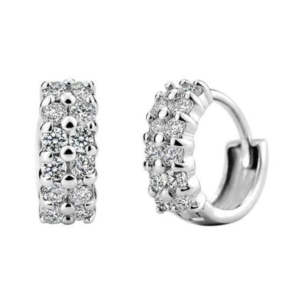 China Chunky Earrings Women Solid Silver Style French Zircon Environmentally Friendly Chunky Hoop Earrings for sale