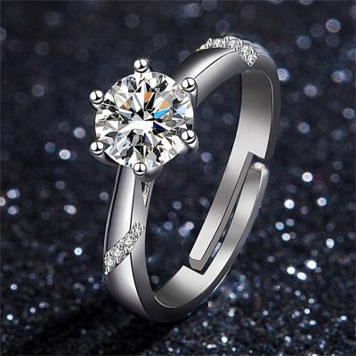 China TRENDY Adjustable Promise Ring Clear Zircon CZ Engagement Wedding Band Rings For Women Bridal Jewelry Best for sale