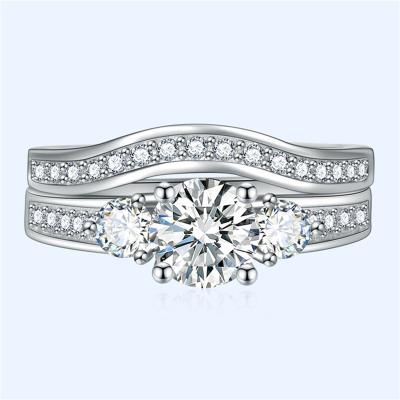 China New Arrival Trendy Fashion Crystal Rings for Women Iced Out Finger Classic Moissanite Diamond Eternity Ring Set for sale