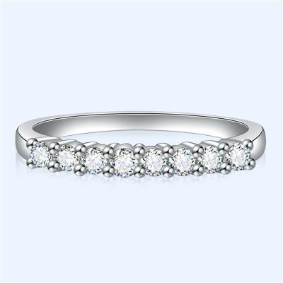 China TRENDY Micro Setting CZ Diamond Wedding Band Jewelry Brass White Gold Plated Rings For Women for sale