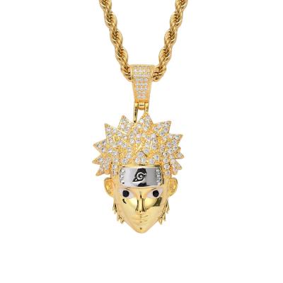 China Custom Jewelry Mens Gold Hip Hop Hip Hop CZ Iced Out Diamond Crystal Necklace Pendant Hip Hop Jewelry Charms for sale