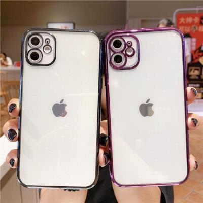 China Fashion Cell Phone Electroplating Case For iPhone 12 11 Pro Max Cover Precise Hole Protect TPU Camerra Colored Case For iPhone 12 mini for sale